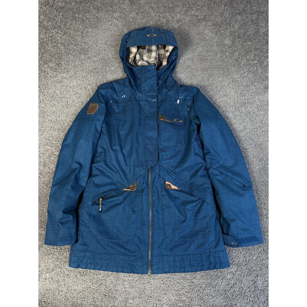 Oakley Jacket Womens M Blue Village Anorak Hooded Insulated Ski Snowboard Coat